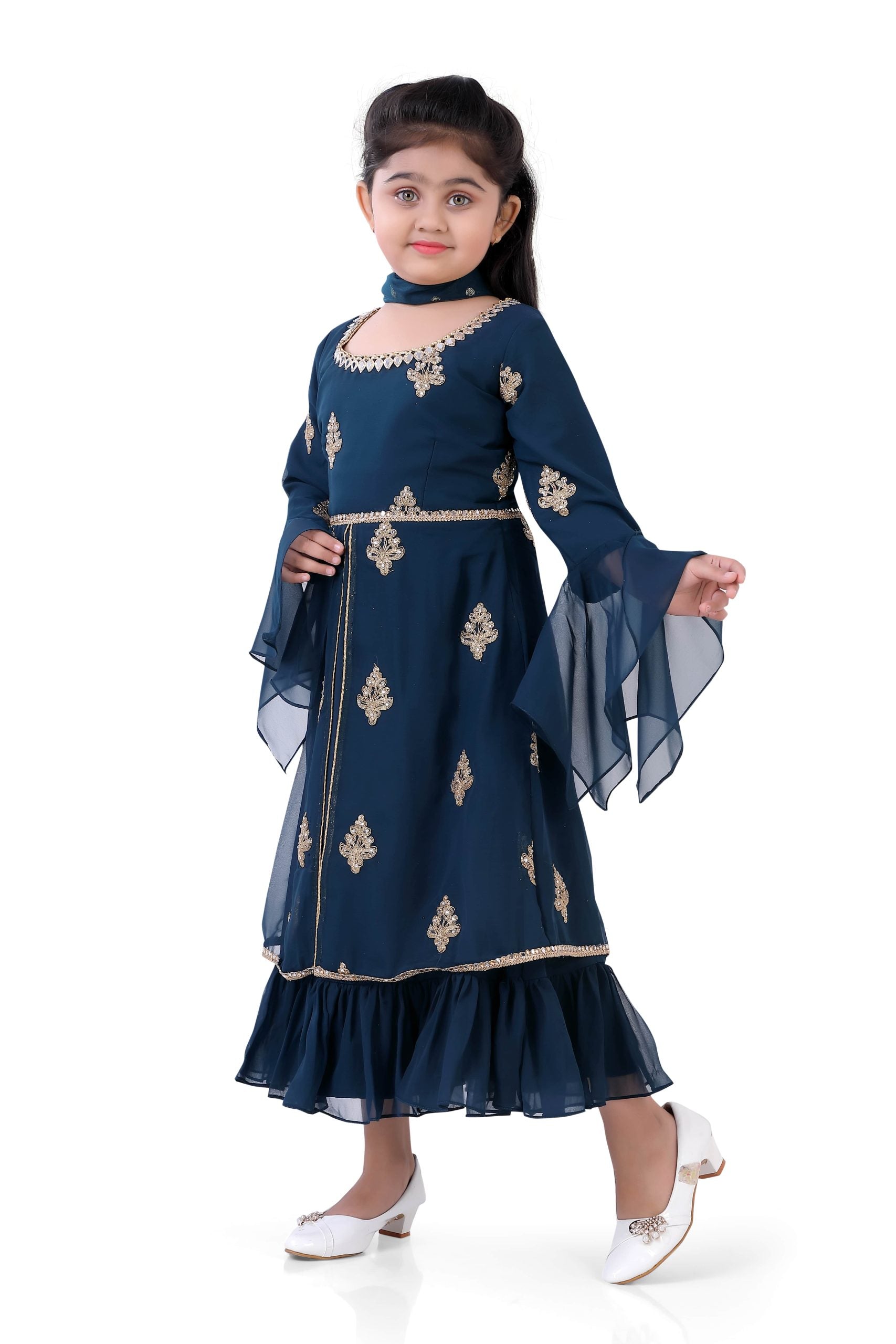 Kids Navy Blue Gown For Girls