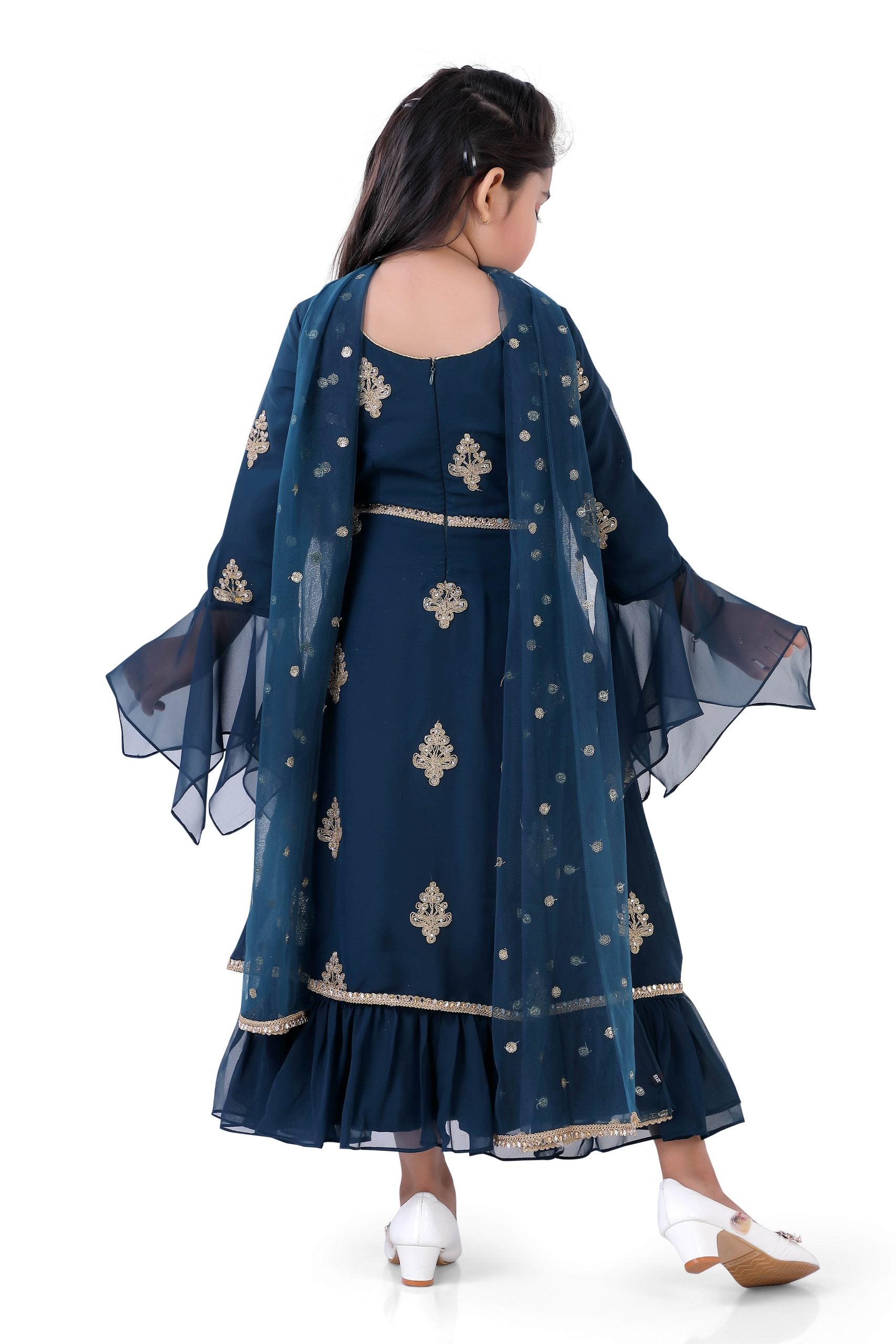 Kids Navy Blue Gown For Girls