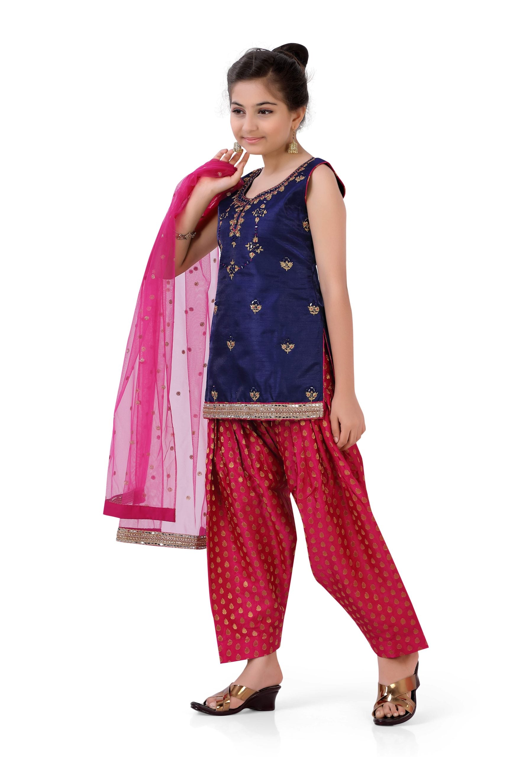 Girl's Patiyala Salwar kameez in Blue