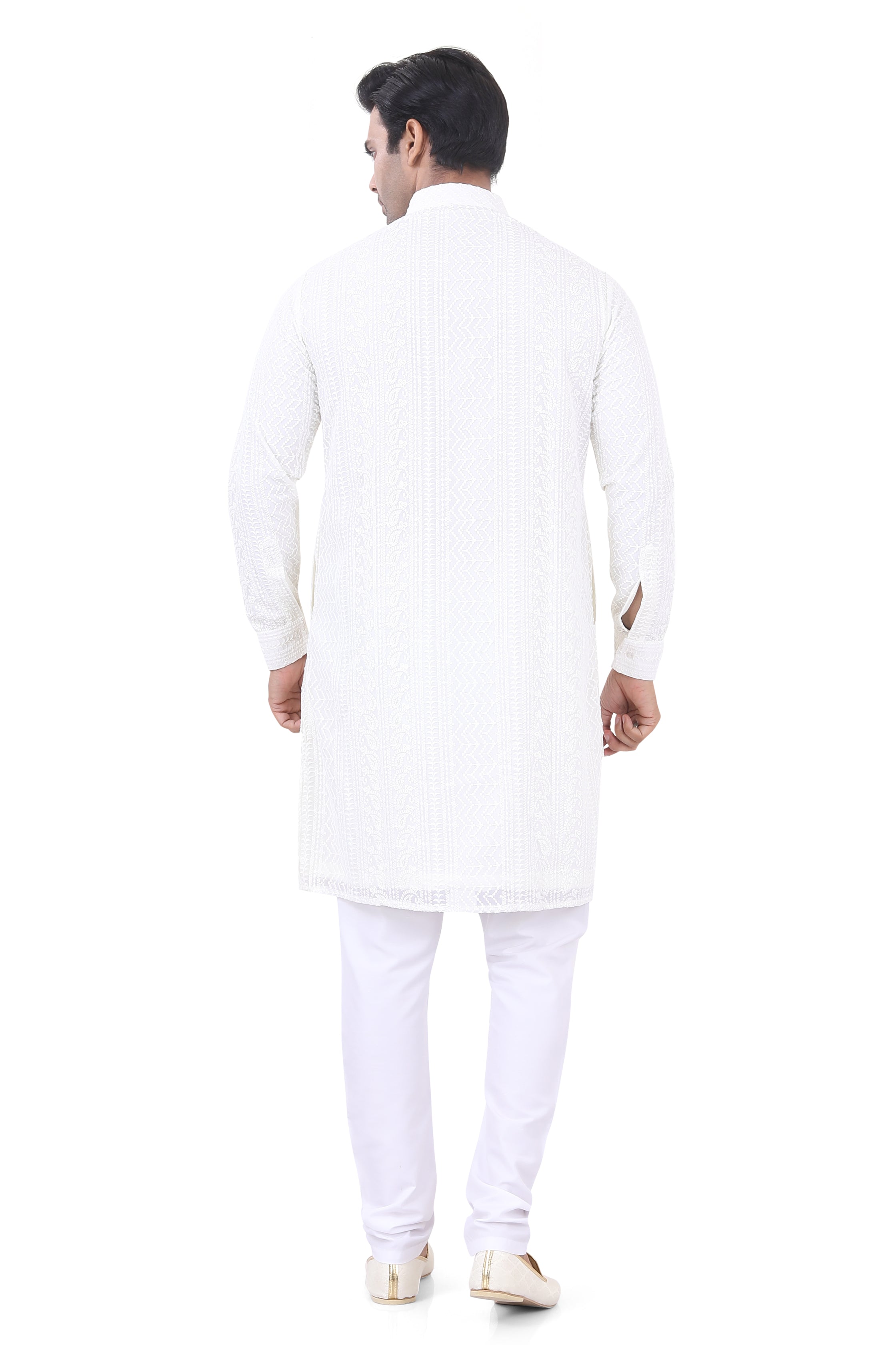 Lucknowi  Kurta Pajama Set in Off-White  - LCKP-009