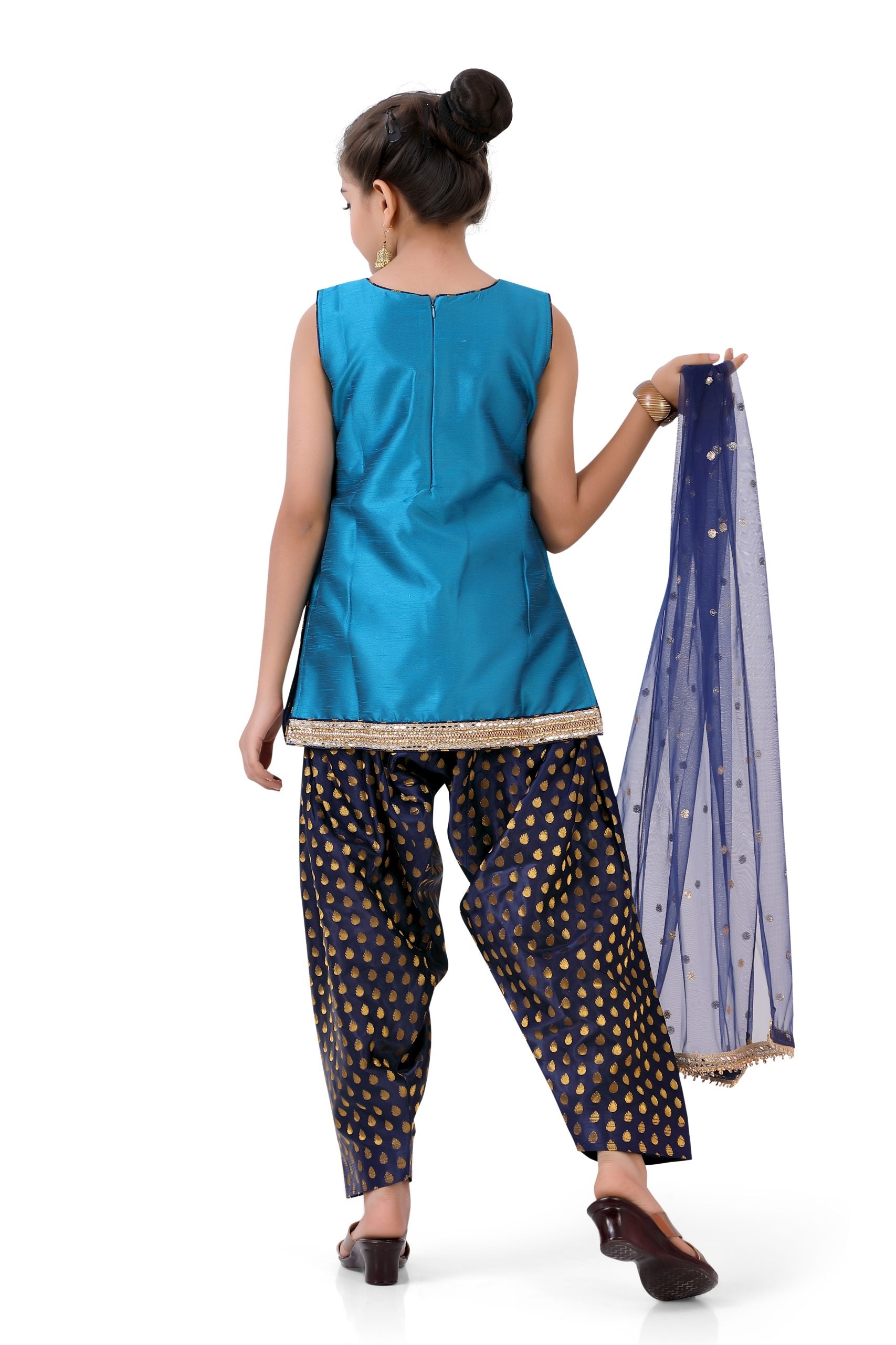 Girl's Patiyala Salwar kameez in Blue