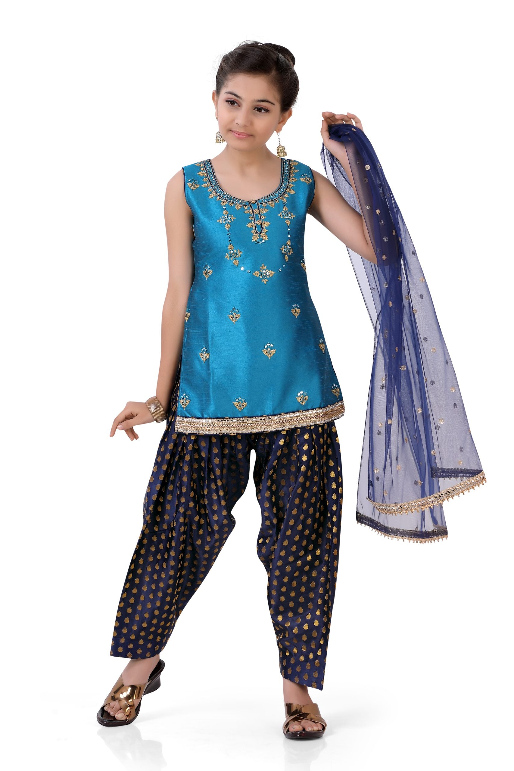 Girl's Patiyala Salwar kameez in Blue