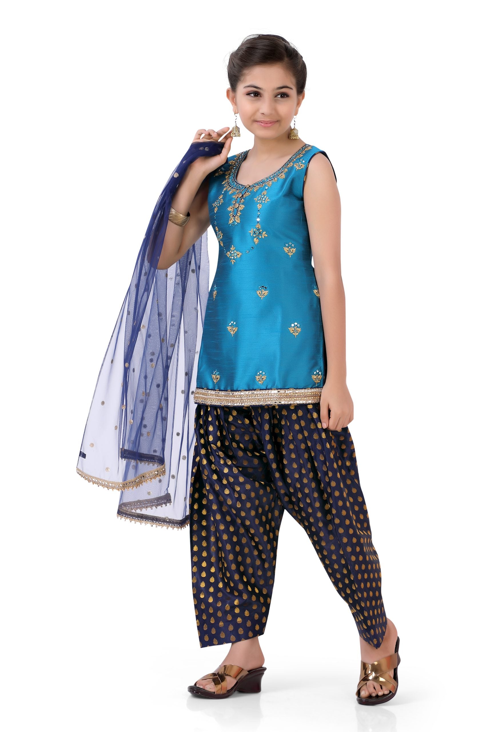 Girl's Patiyala Salwar kameez in Blue