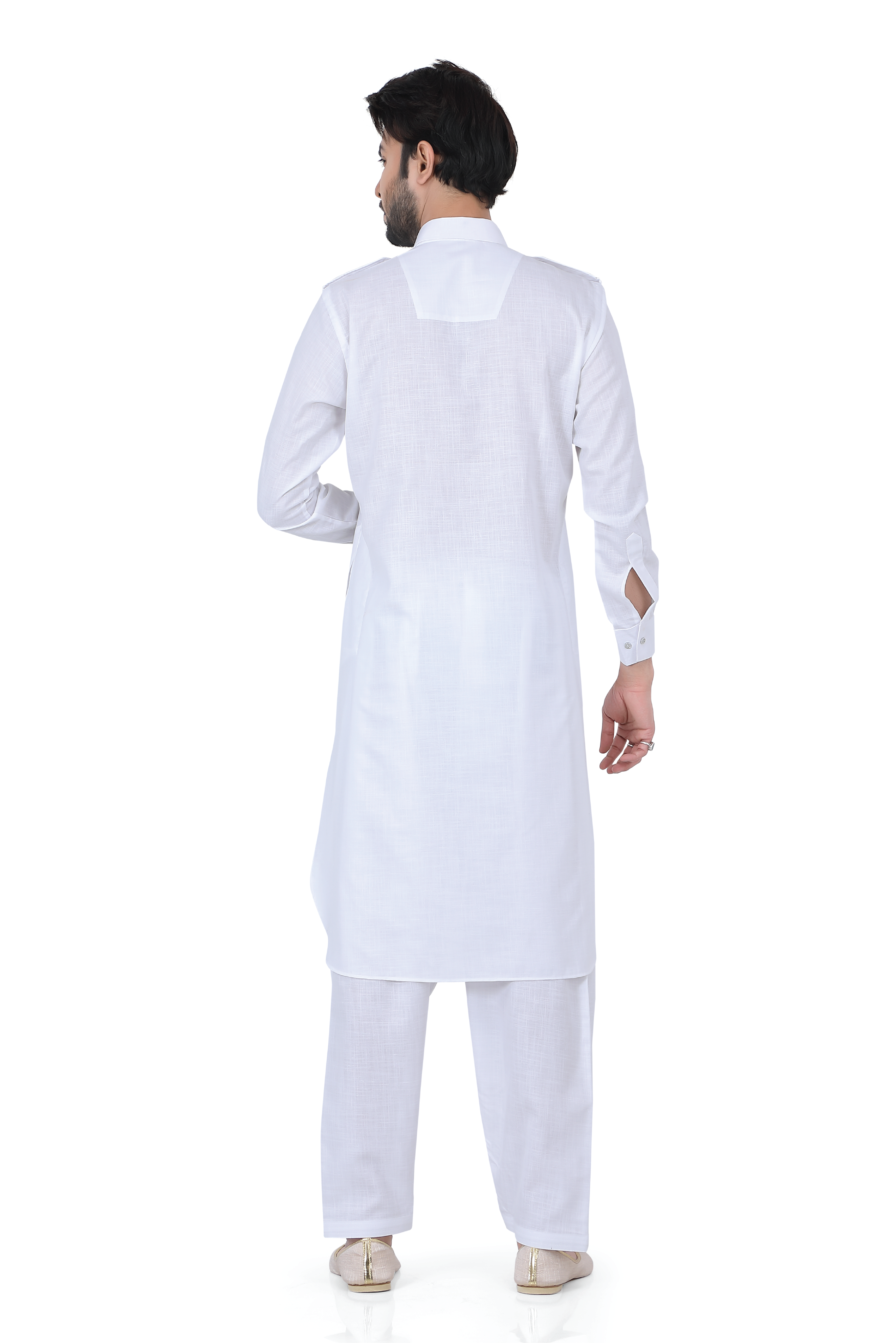 Readymade Cotton Pathani Suit in White Color - 11850