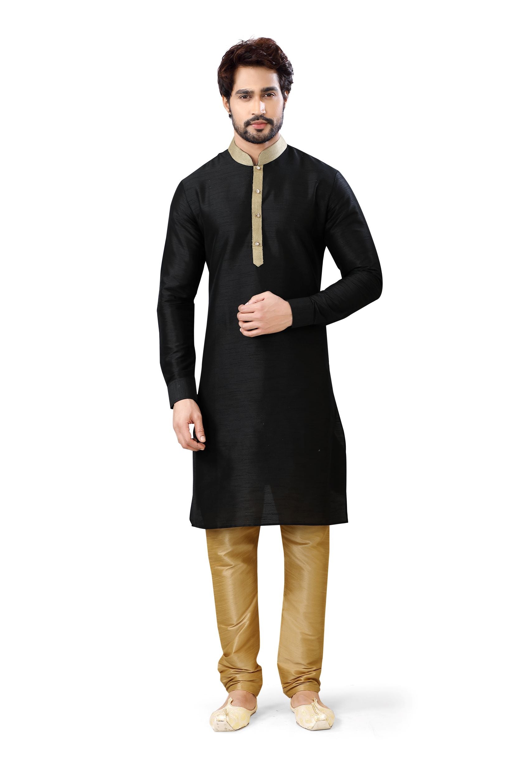 Clearance - Anchor embroidery Kurta Pajama in Black - Premium kurta pajama from Dapper Ethnic - Just $49! Shop now at Dulhan Exclusives