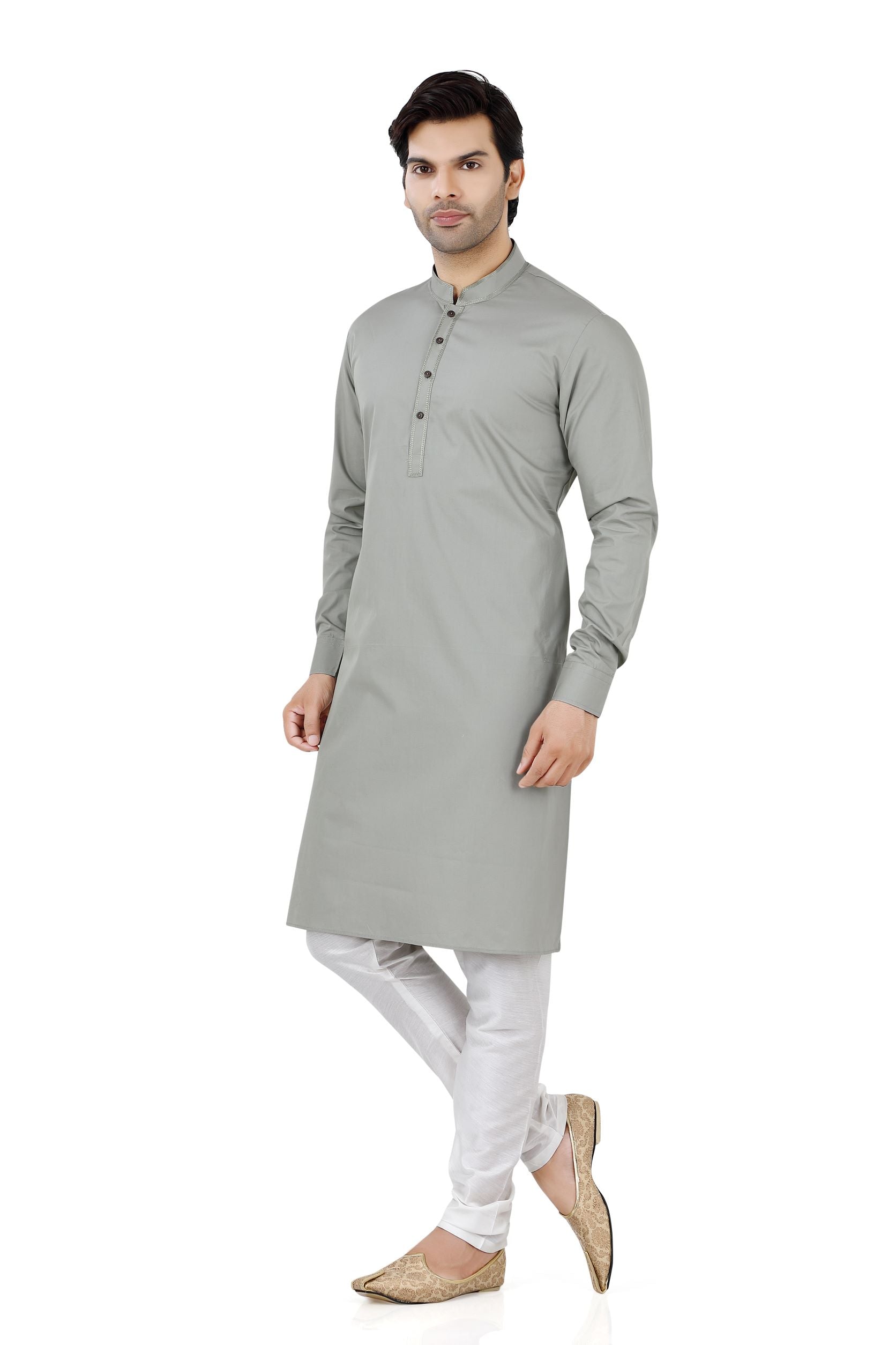 Clearance - Anchor embroidery Cotton Kurta  in Light sage - Premium kurta pajama from Dapper Ethnic - Just $29! Shop now at Dulhan Exclusives