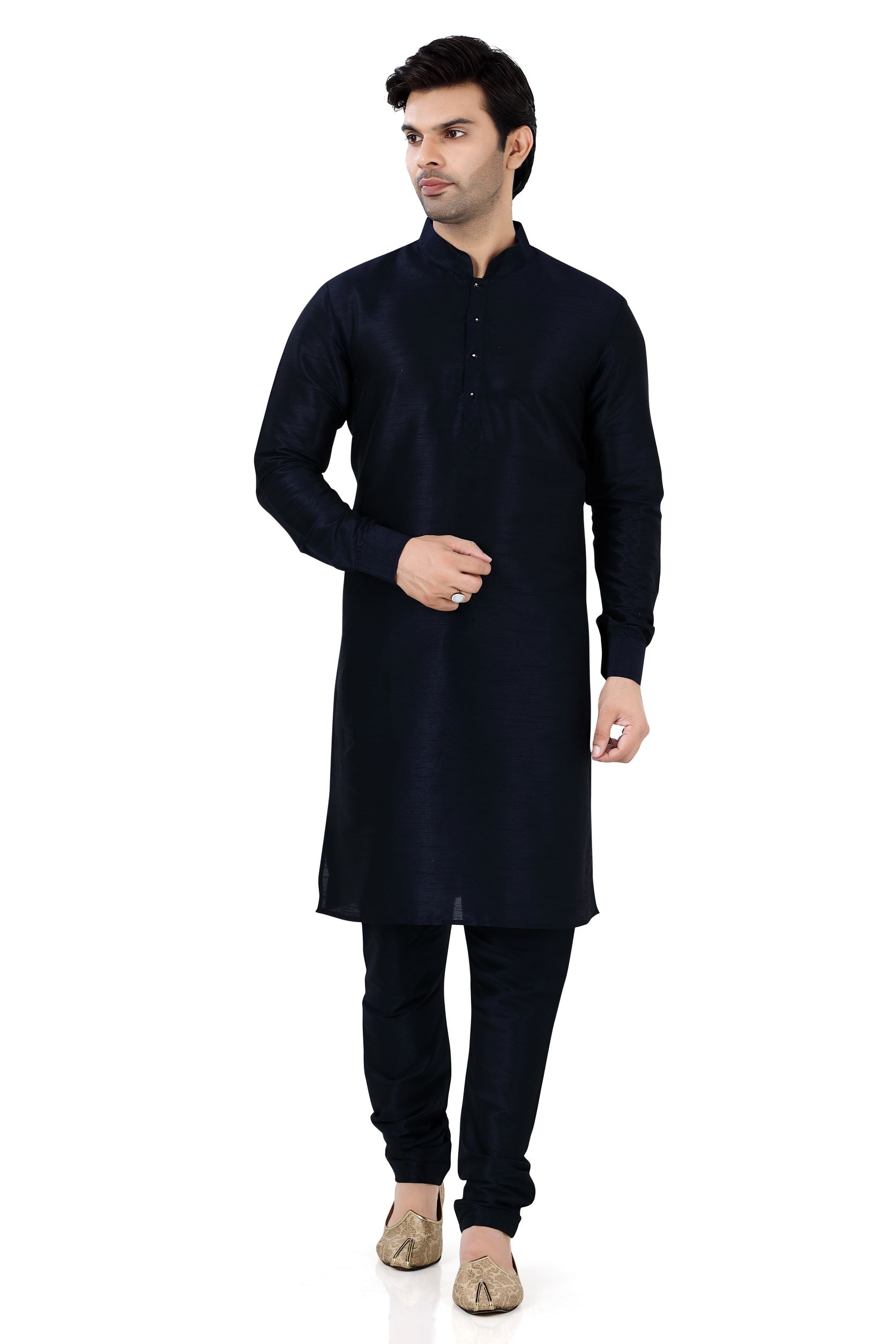 Dupion Silk Kurta in black - Premium kurta pajama from Dapper Ethnic - Just $29! Shop now at Dulhan Exclusives