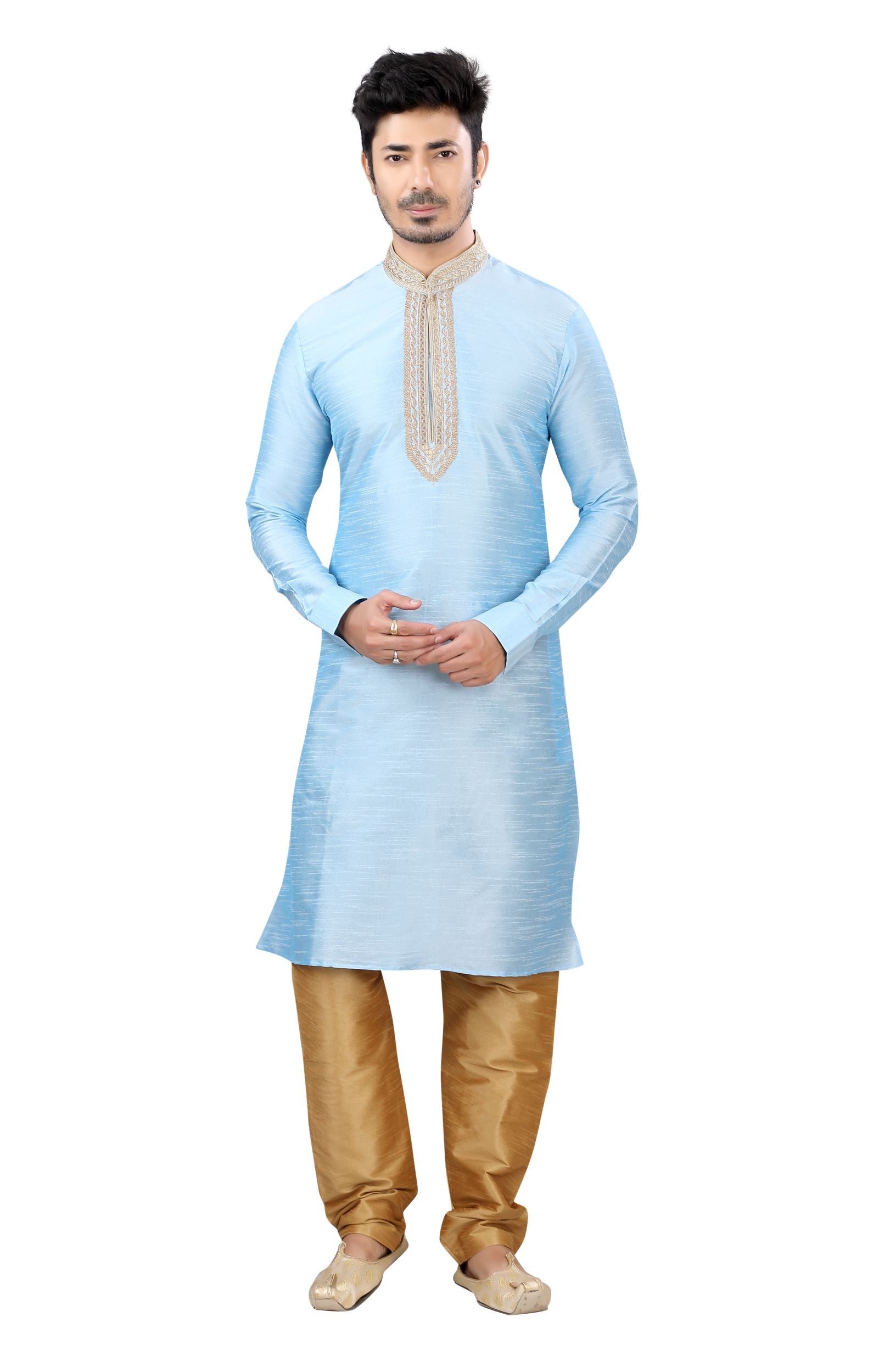 Banarasi Silk Kurta pajama in Ice Blue