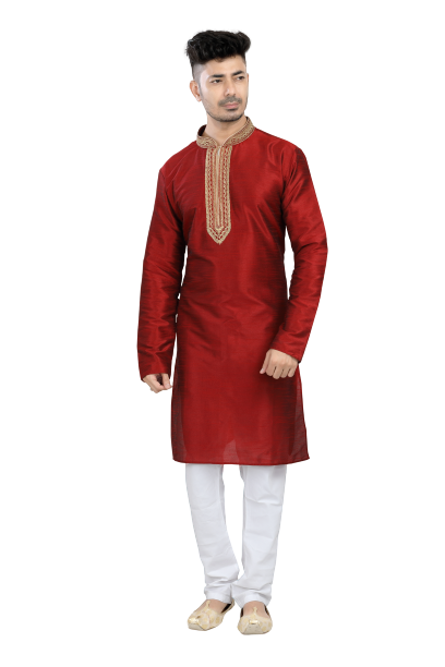 Banarasi Dupion Silk Kurta pajama set in Maroon