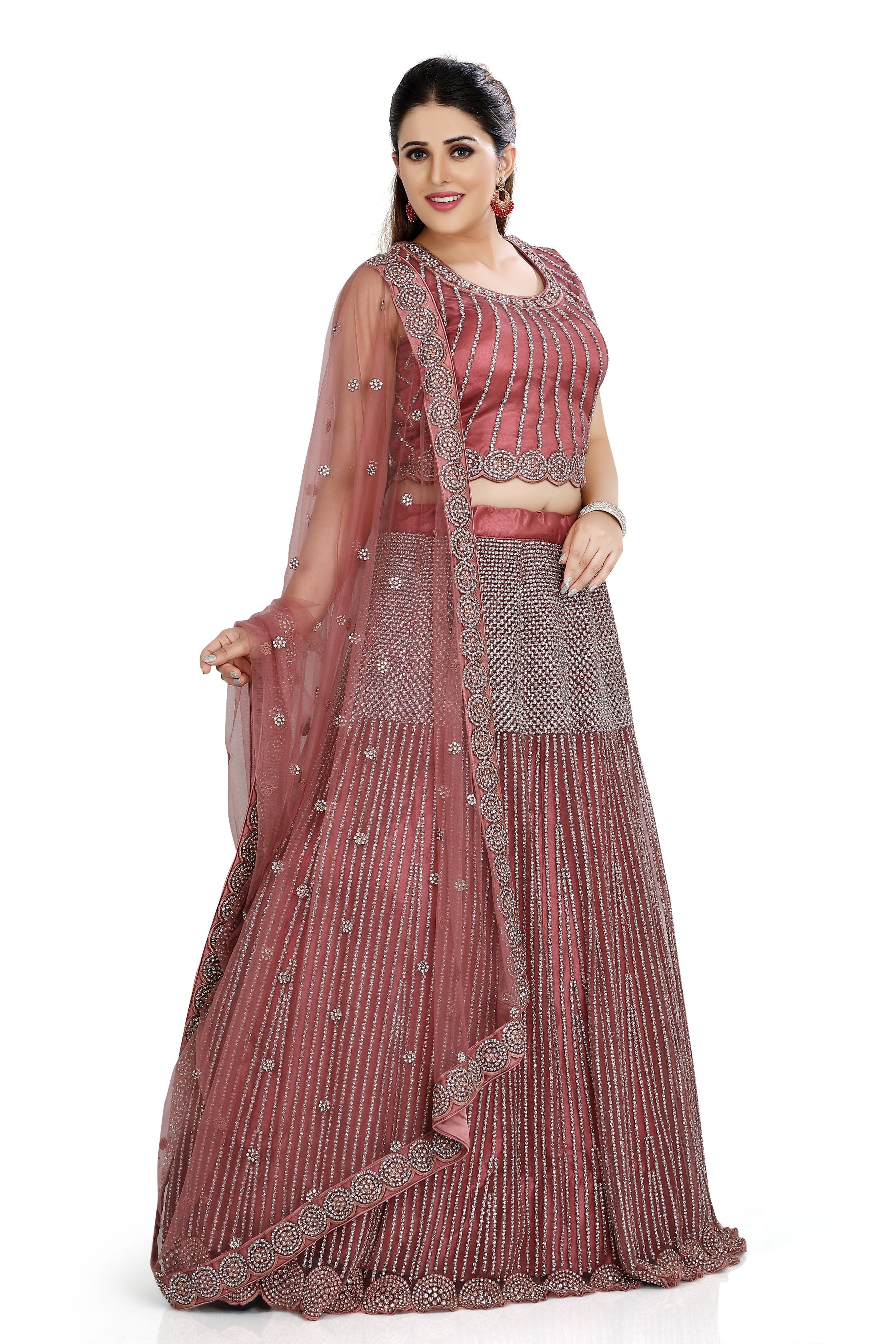 Onion Pink Lehenga Choli - Premium Partywear Lehenga from Dulhan Exclusives - Just $349! Shop now at Dulhan Exclusives