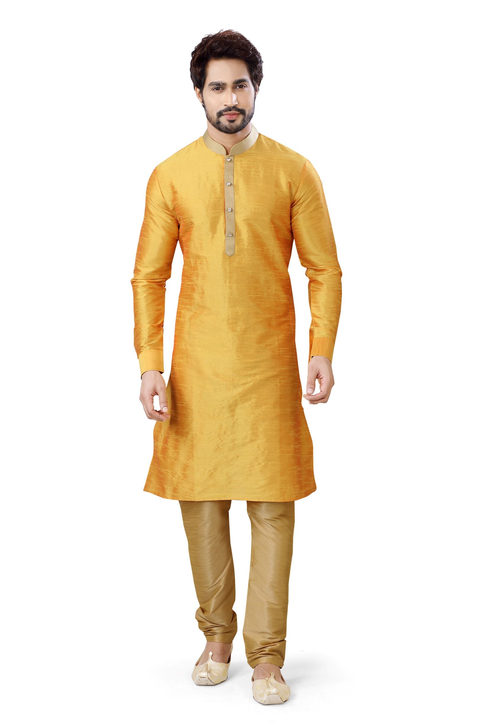 Clearance - Anchor embroidery Kurta Pajama in Musturd color - Premium kurta pajama from Dapper Ethnic - Just $49! Shop now at Dulhan Exclusives