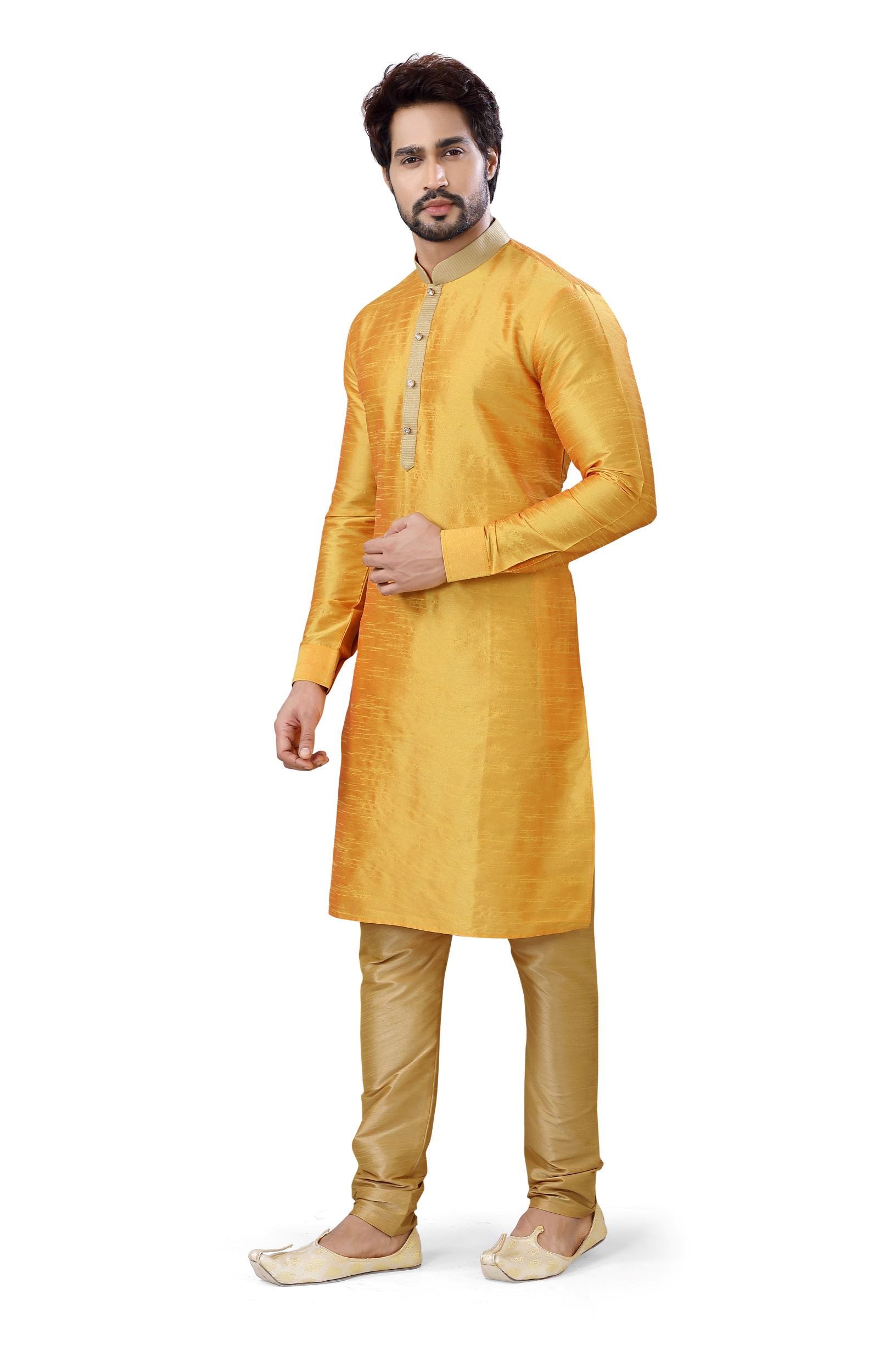 Clearance - Anchor embroidery Kurta Pajama in Musturd color