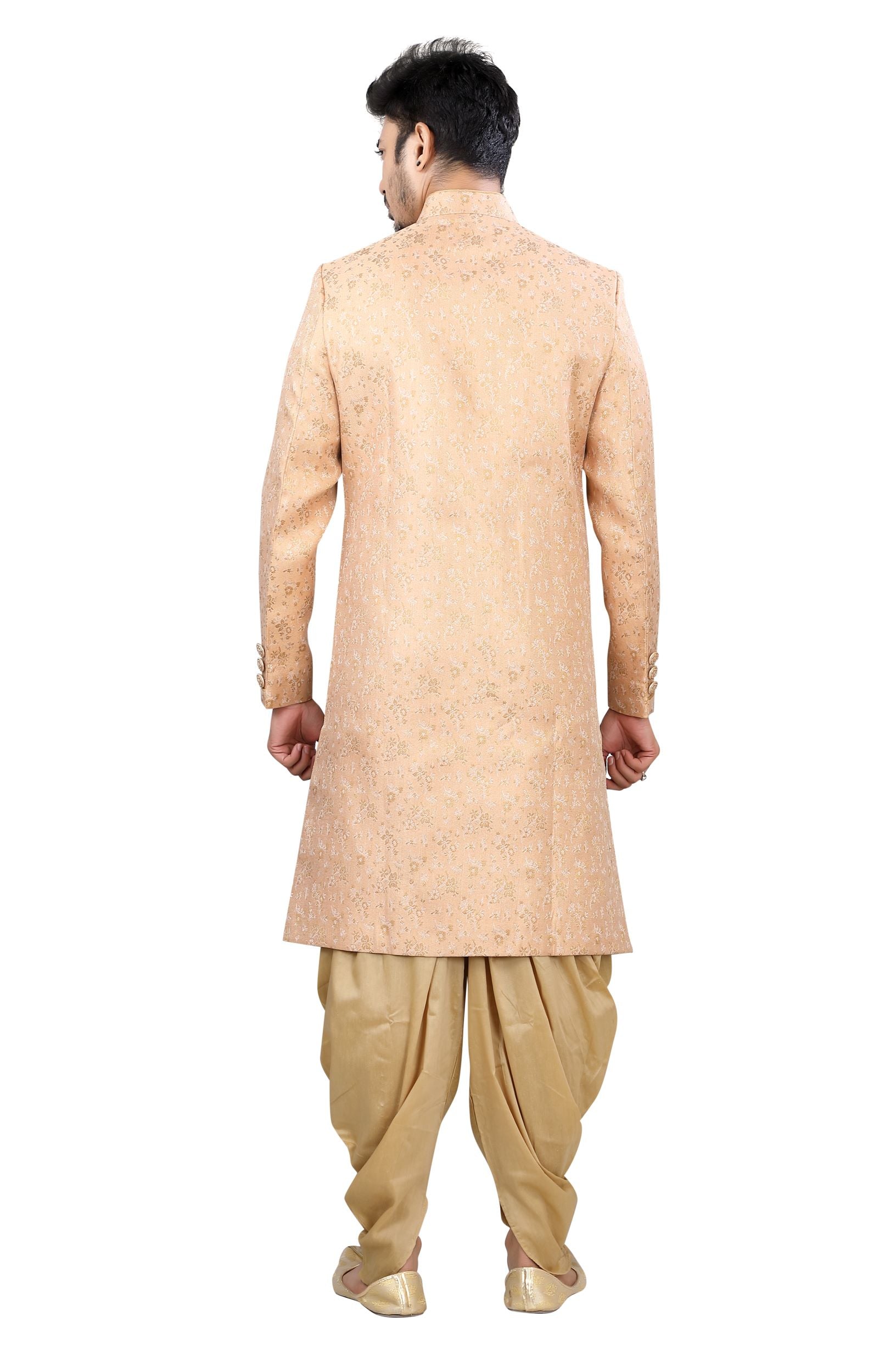 Jamevaram Sherwani in Peach color D No. SK-01-Peach-S