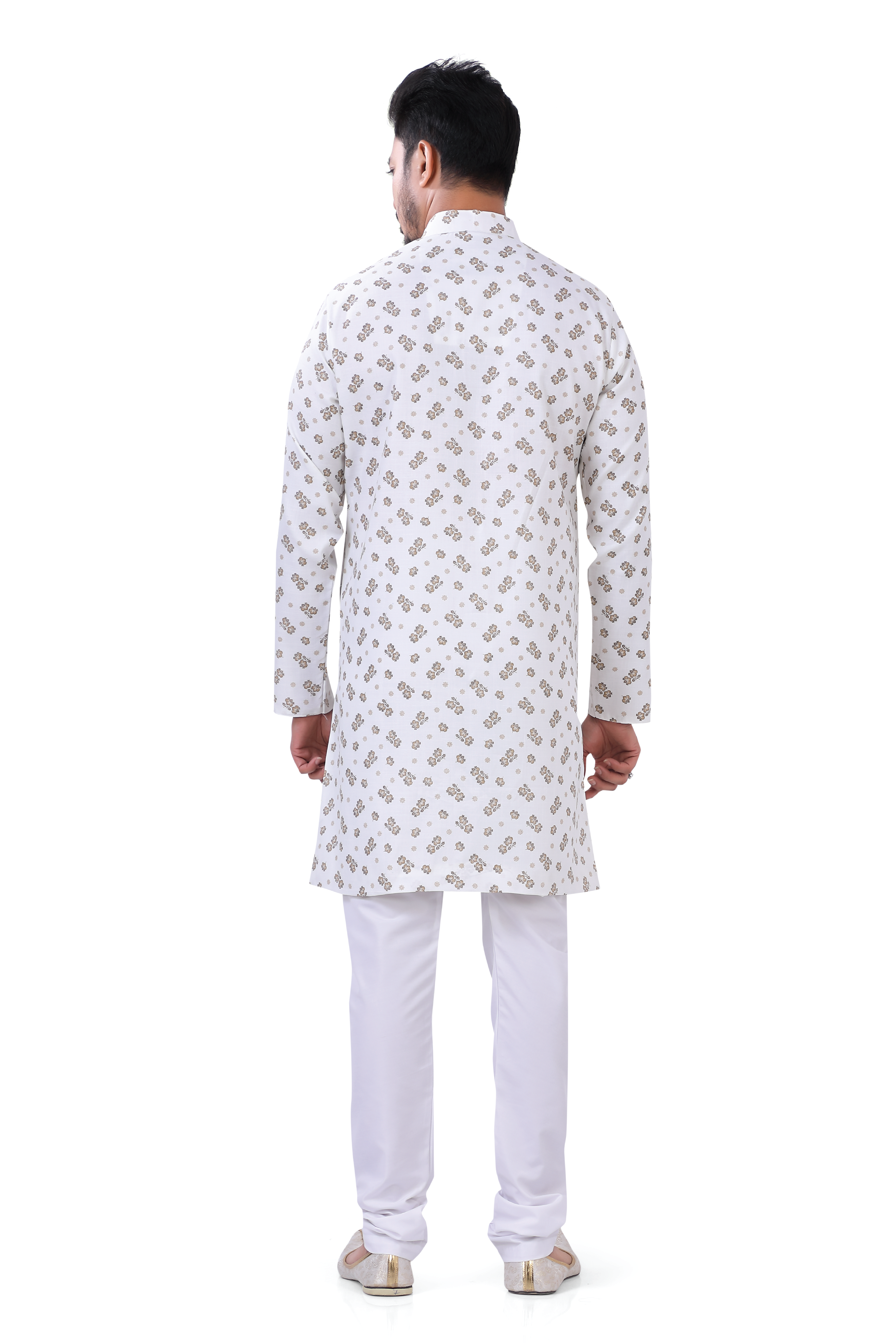 Cotton Printed Indo Western In White