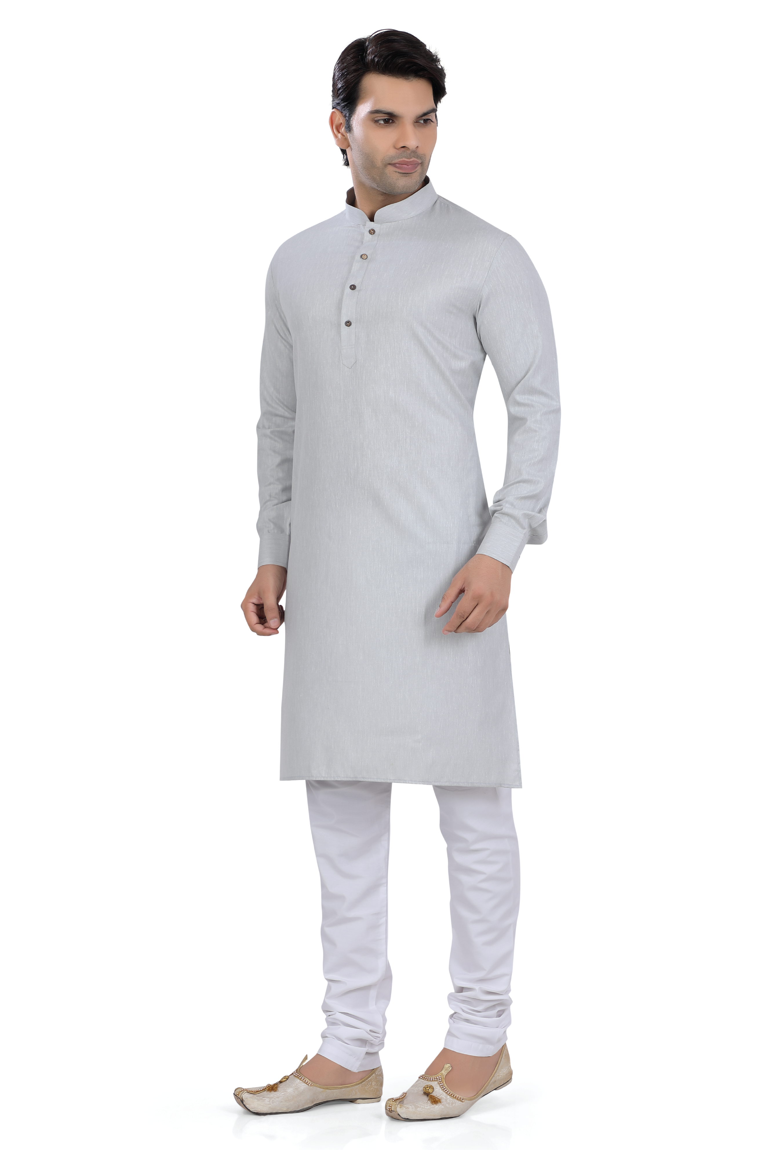 Men's Soft Cotton Kurta in Light Grey Color