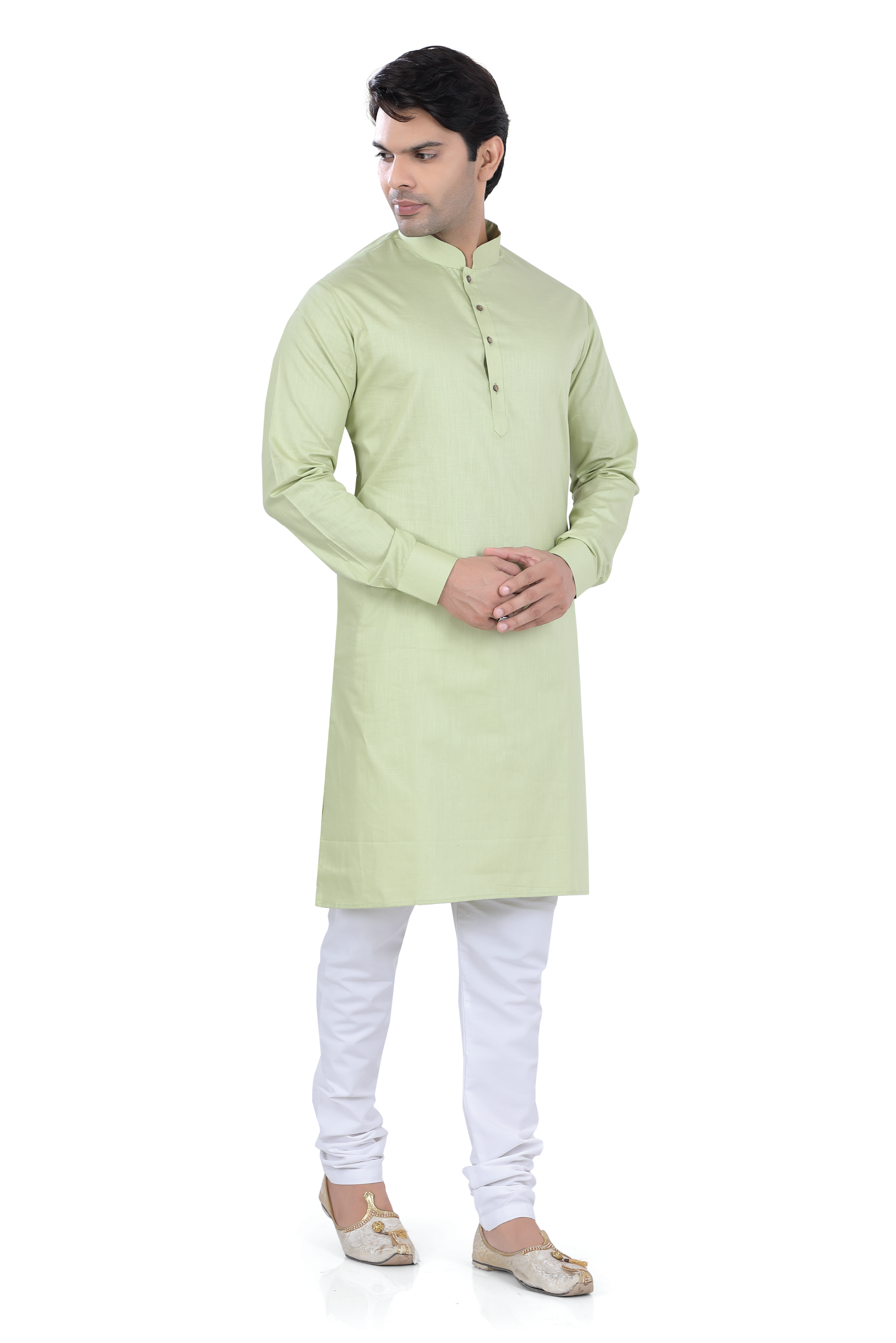 Men's Soft Cotton Kurta in Pistachio Green Color