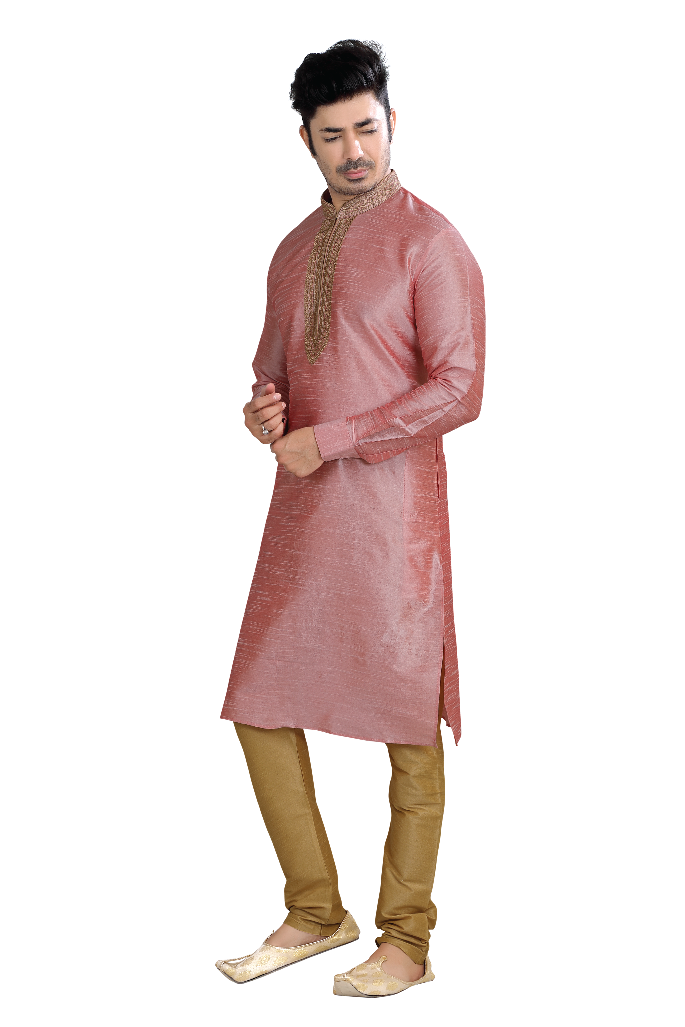 Banarasi Silk Kurta pajama in Onion Pink