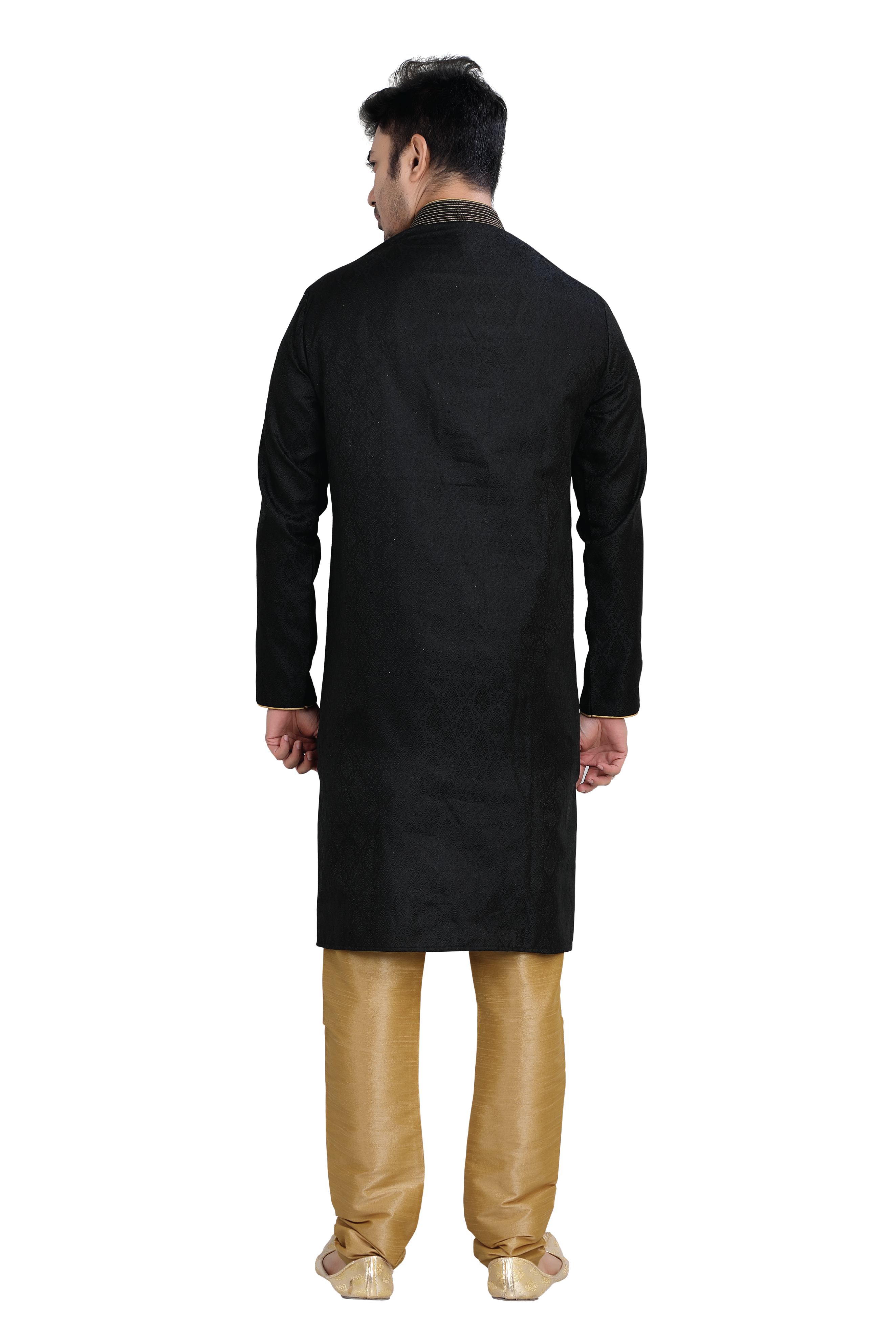 Anchor Embroidery  Banarasi Soft Silk Kurta Pajama in Black Color - Premium kurta pajama from Dapper Ethnic - Just $119! Shop now at Dulhan Exclusives
