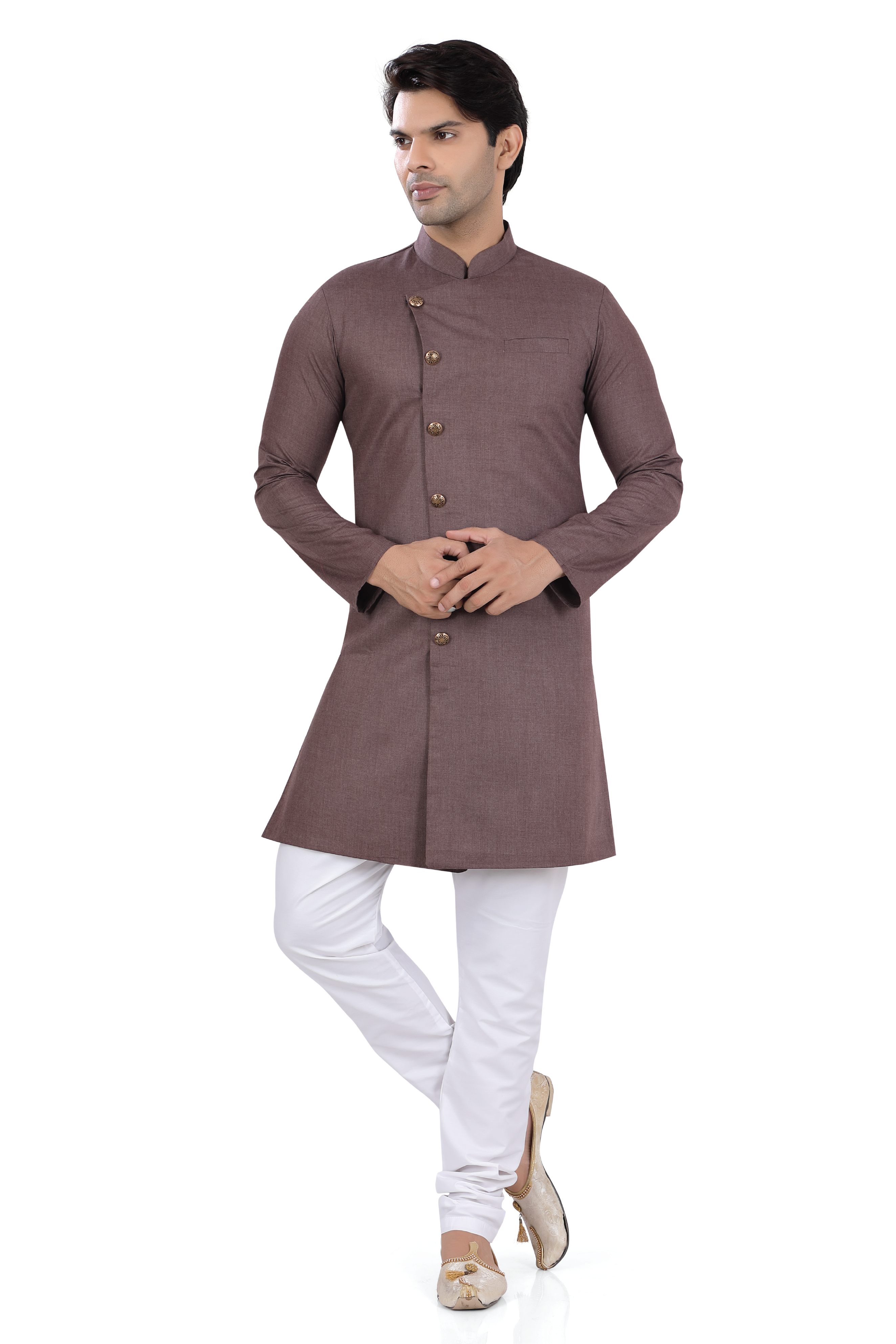 Men's Soft Cotton Indo-Western Kruta in Coffee Brown Color - Premium 2 Pieces Indo western from Dapper Ethnic - Just $49! Shop now at Dulhan Exclusives