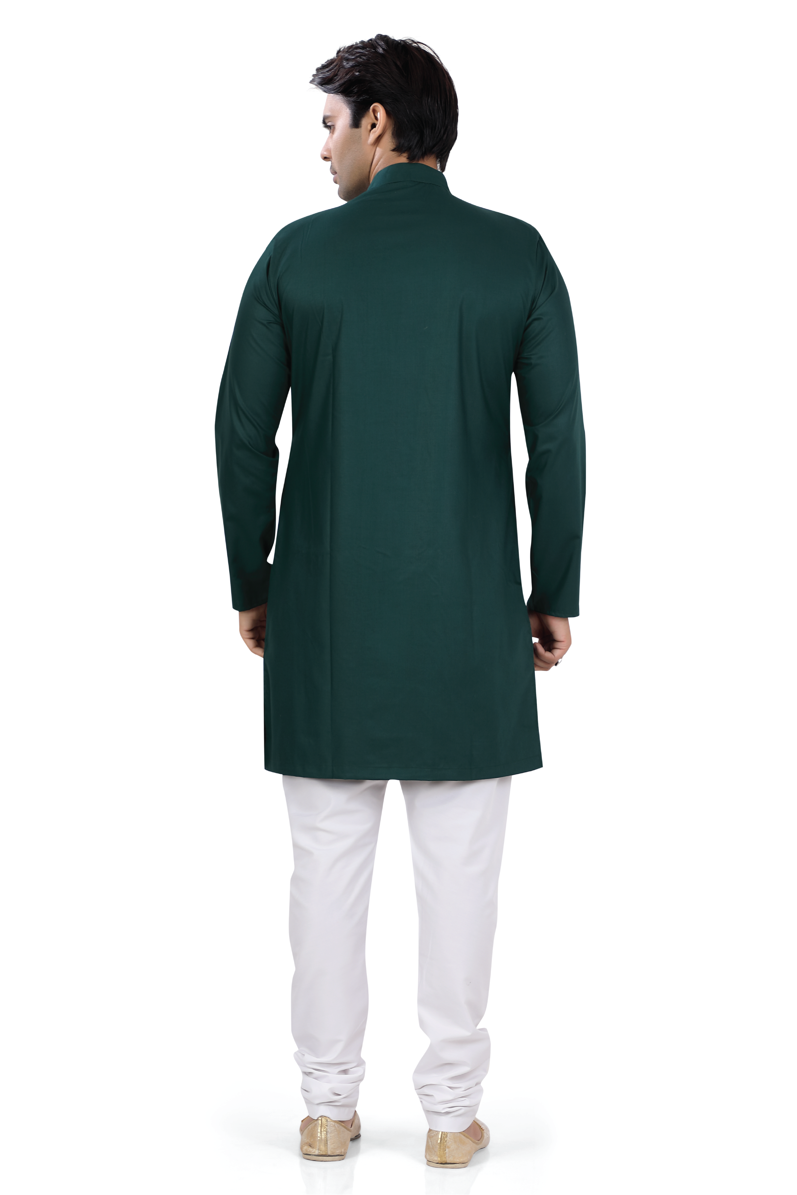 Men's Soft Cotton Indo-Western in Bottle Green Color