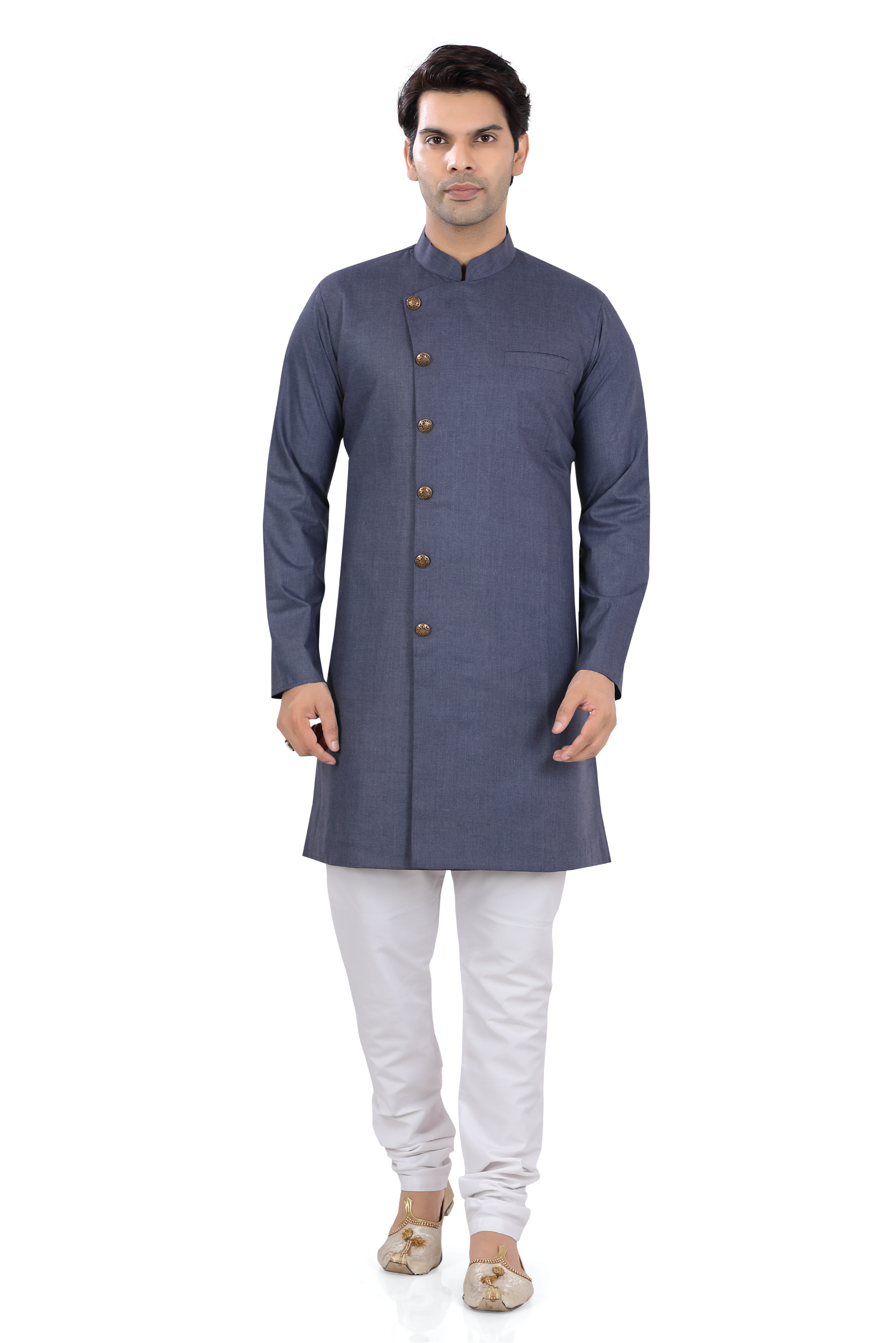 Men's Soft Cotton Indo-Western in Slate Blue Color - Premium 2 Pieces Indo western from Dapper Ethnic - Just $49! Shop now at Dulhan Exclusives