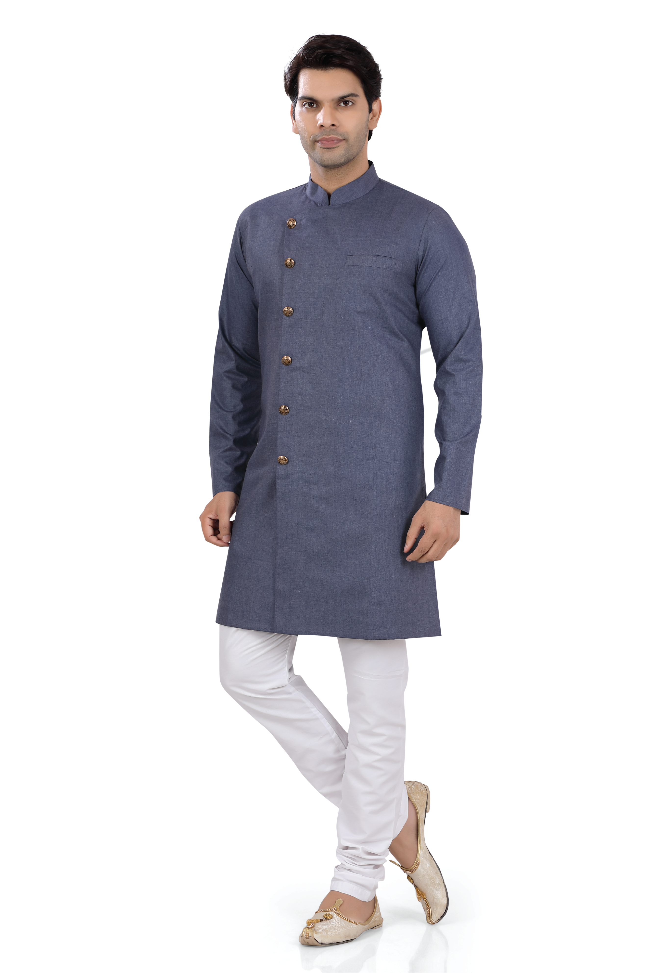 Men's Soft Cotton Indo-Western in Slate Blue Color