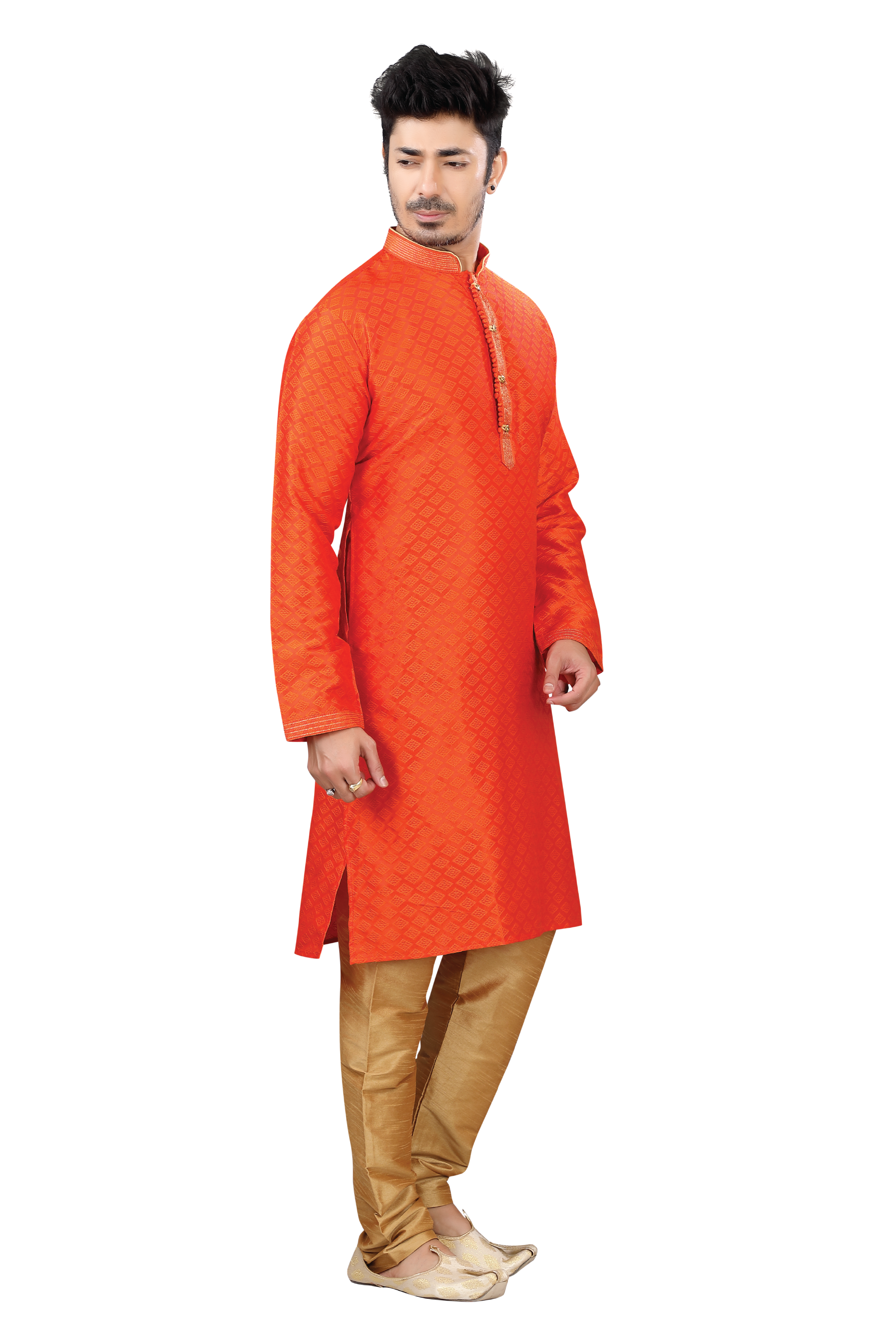 Soft Cotton Silk Kurta pajama set in Orange Color
