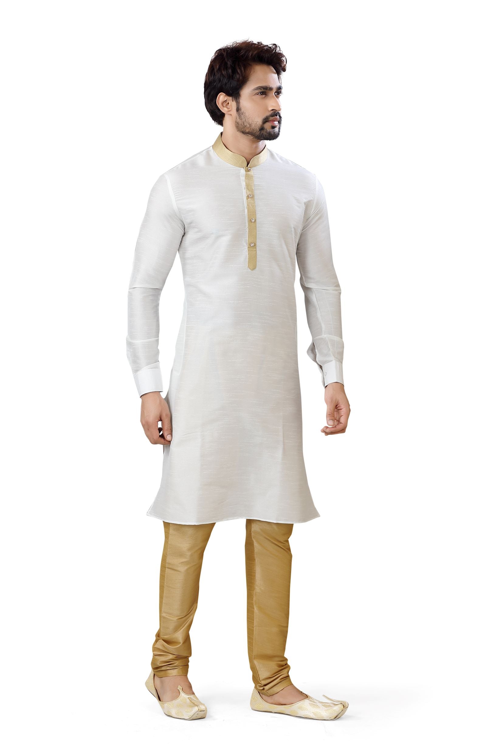 Clearance - Anchor embroidery Kurta pajama in White color
